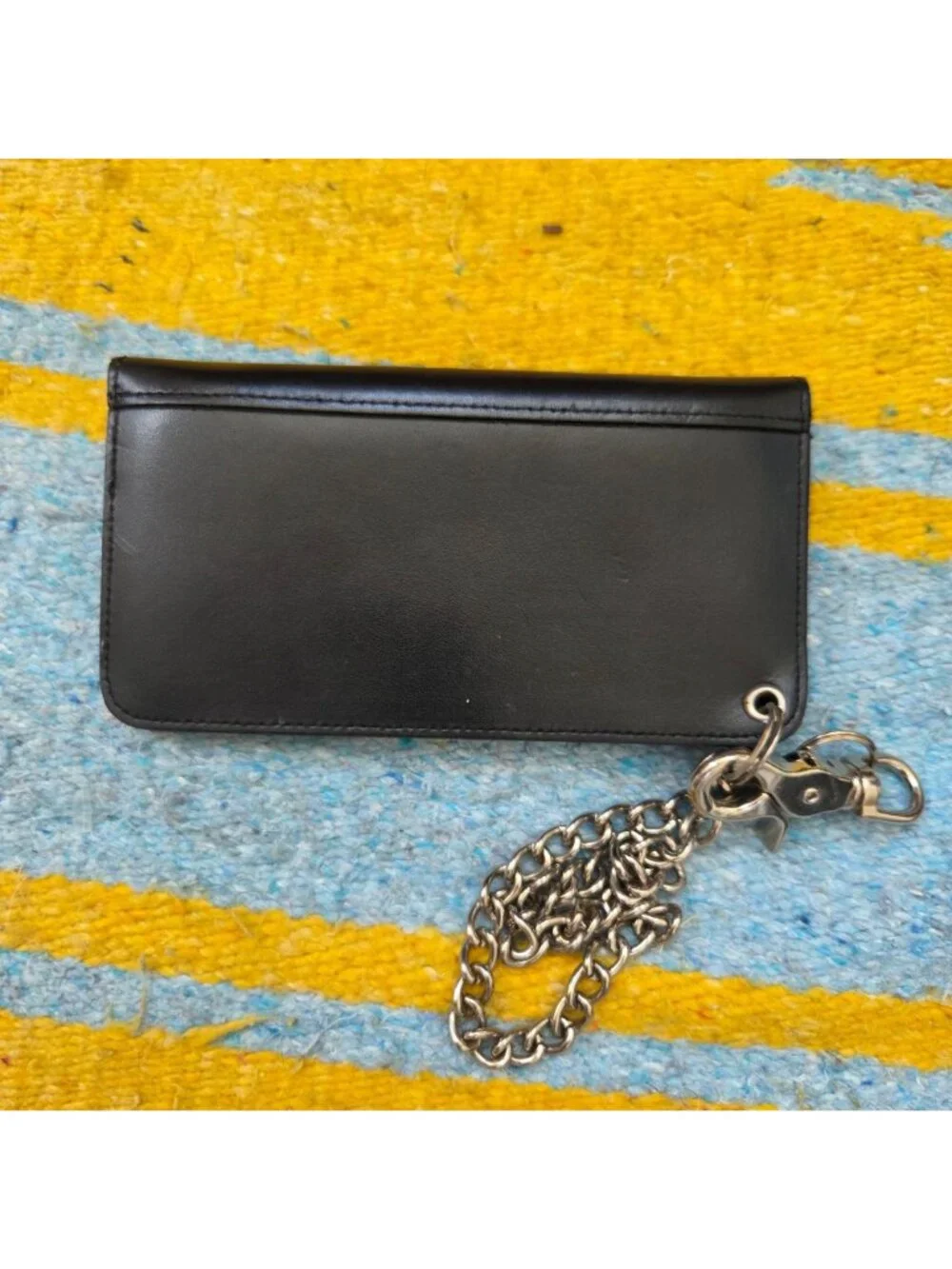 Levi's Genuine Leather Men's Black Biker Wallet with Chain